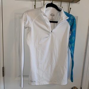 Nike White and Blue Long Sleeve Top